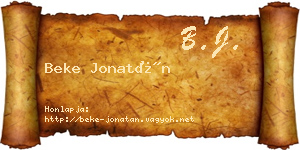 Beke Jonatán névjegykártya